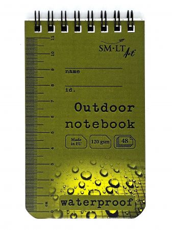 Piezīmju grāmatiņa SMLT, 125x75 mm, 120 g/m², 48 lapas, rūtiņās, ūdensizturīgs papīrs (100-11448)