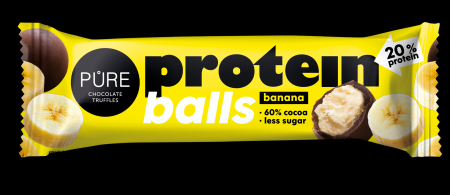 Tumšās šokolādes trifeles ar proteīna banānu krēma pildījumu 40g PURE (450-23113)