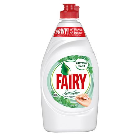 Trauku mazgāšanas līdzeklis FAIRY Sensitive Tea Tree & Mint, 450 ml (400-03081)