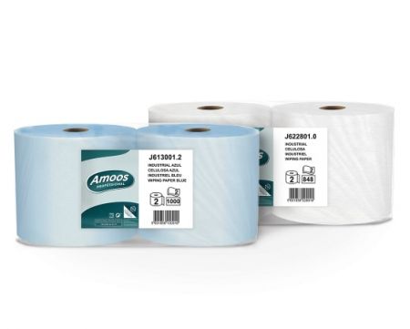 Industriālais papīrs ar perforāciju AMOOS, 2 slāņi, 300m, 23.5cm, zils (400-07867)