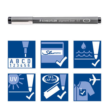 Pildspalva rasēšanai STAEDTLER PIGMENT LINER 0.1mm melna (200-00626)