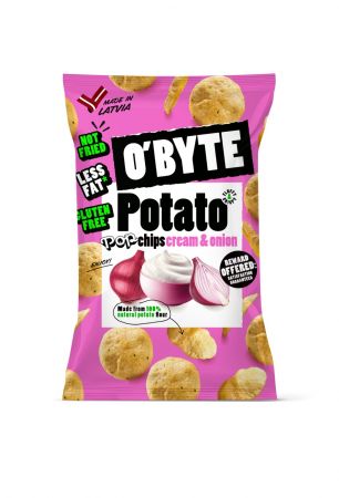 O'BYTE Kartupeļu čipsi ar skābā krējuma un sīpolu garšu 90g (450-27882)