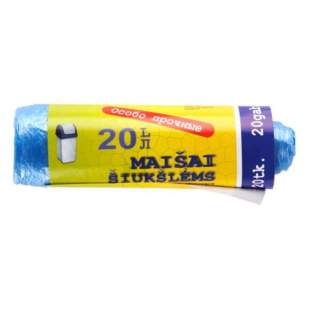 Atkritumu maisi ALFENA, tilpums 20 L, 20 gab., 9 mkr, zili, HDPE, 45 x 50 cm (400-02835)