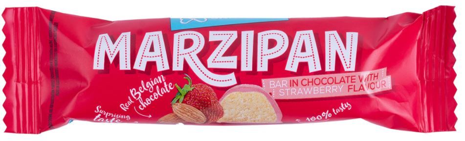 Marcipāna batoniņš šokolādē ar zemeņu garšu 40g (450-13565)