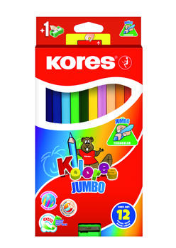 Krāsainie zīmuļi KORES KOLORES JUMBO, trīstūrveida, 12 gb. (200-07800)