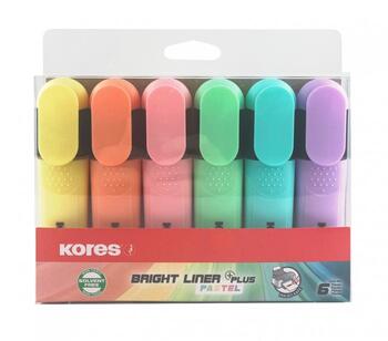 Marķieru komplekts KORES BRIGHT LINER PLUS, 6 gab. (200-13677)