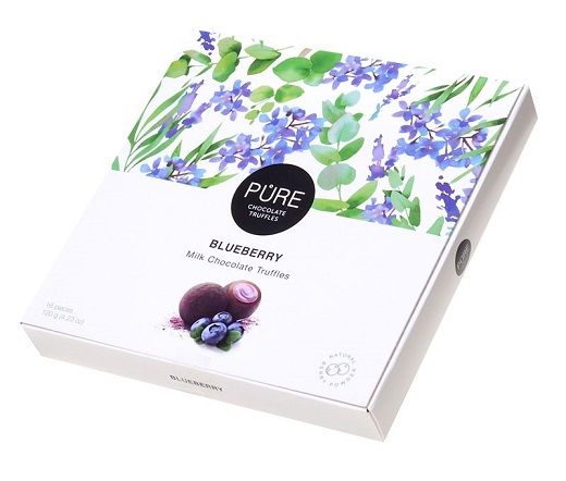 Piena šokolādes trifeles ar melleņu pildījumu ''16'' 120g, PURE CHOCOLATE (450-12754)
