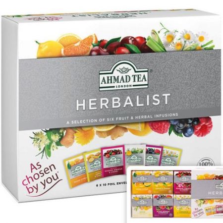 Augļu un zāļu tējas izlase AHMAD HERBALIST, 60 x 2 g maisiņi paciņā (450-04138)