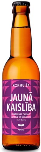 Tējas dzēriens KOKMUIŽA Kombuča, Jaunā kaislība, apiņu, marakuju, stiklā, 0.33l (DEP) (450-27421)