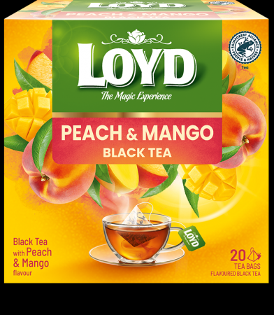 Aromatizēta melnā tēja LOYD ar mango un persiku garšu 20x1,8g (maisiņos) (450-27877)