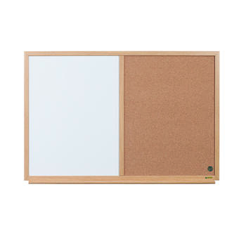 Balta magnētiskā un korķa tāfele BI-OFFICE EARTH Combo 90x60, ozola rāmis (250-06699)
