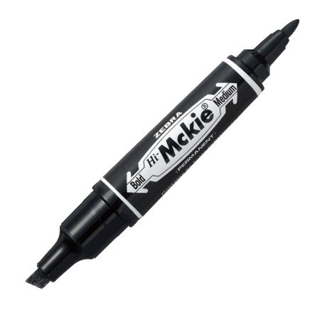Noturīgais divpusīgs marķieris ZEBRA MCKIE BOLD 1.0mm konisks/4-6mm slīps gals melns (200-01458)