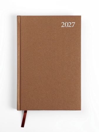 Plānotājs STANDARD 2027, PVC, A5, diena, brūna krāsa (Latviešu valodā) (100-08909)