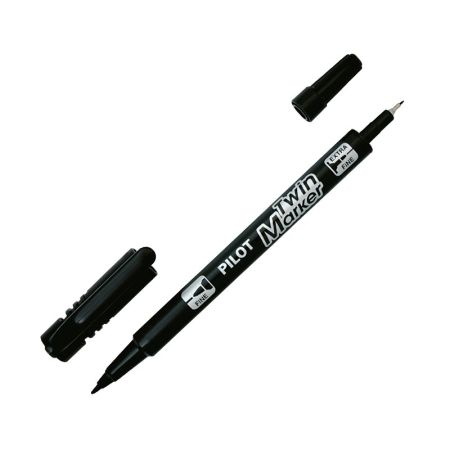 Noturīgais marķieris PILOT TWIN MARKER EF/F divpusīgs, melns (200-03027)