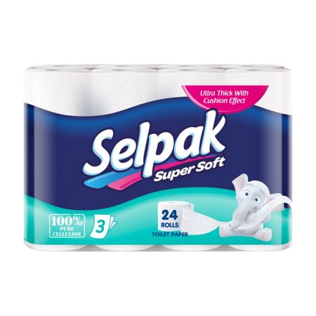Tualetes papīrs SELPAK, 3 sl., 150 lapiņas rullī, 18.6 m, baltā krāsā, 24 gab./iepak. (400-03827)
