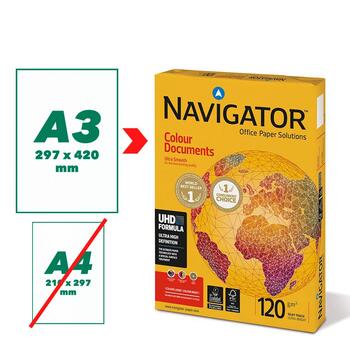 Papīrs NAVIGATOR COLOUR DOCUMENTS A3 120 g/m2, 500 loksnes/iepakojumā (100-01165)