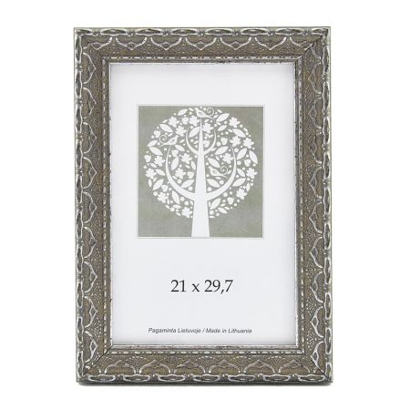 Foto rāmis, plastmasas, A4, 21x29,7 cm, pelēkā krāsā ar ornamentu (200-11384)