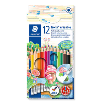 Krāsainie zīmuļi ar dzēšgumiju STAEDTLER NORIS CLUB ERASABLE 12 krāsas (200-03753)