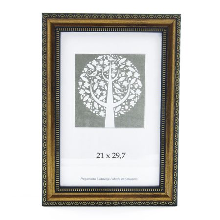 Foto rāmis, plastmasas, A4, 21x29,7 cm, brūnā krāsā ar ornamentu (200-11375)