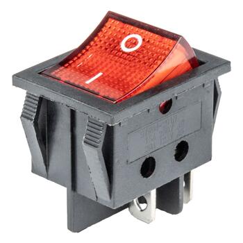 Taisnstūra formas slēdzis 12V/230V (ar sarkanu gaismu) BU02 (02462)
