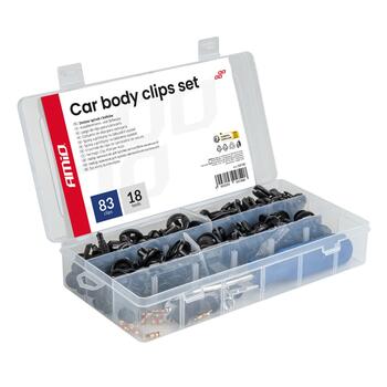 Auto virsbūves un remonta plastmasas skavas 83+18 pcs with tools AMIO-04740 (04740)