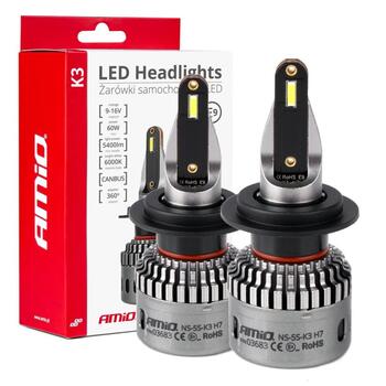 LED Headlights K3 Series H7/H18 12V 6000K canbus AMIO-03683 (03683)