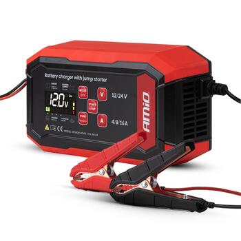 Akumulatora lādētājs + starteris BOOST AGM GEL STD LiFePo4 MAX 16A 12/24V PRO AMIO-04529 (04529)