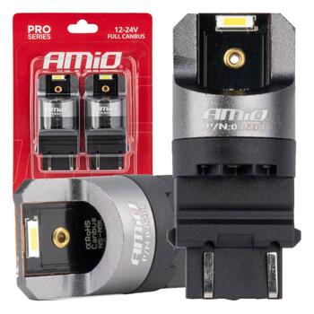 LED CANBUS PRO series P27/7W 2x3157 SMD White 12V 24V AMIO-03598 (03598)