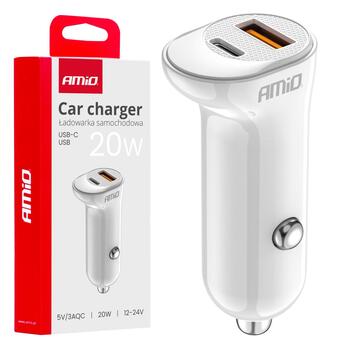 Automašīnas ligzdas Lādētājs USB-A+ USB-C 20W 12/24V AMiO-03875 (03875)