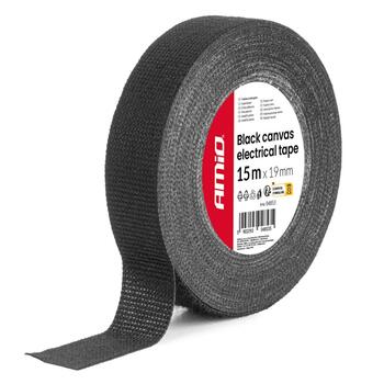 Melna audekla izolācijas lente 19mm x 15m x 0.4mm AMIO-04853 (04853m)