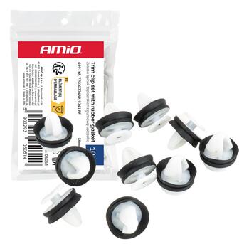 Apšuvuma klipšu komplekts ar gumijas blīvi ⌀ 11 mm 18 mm, 10 pcs. AMIO-05051 (05051)