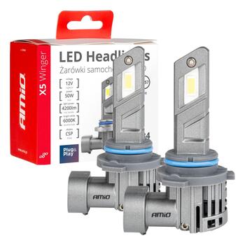 LED Headlights X5-series WINGER H4 6000K max 50W AMIO-03949 (03949)