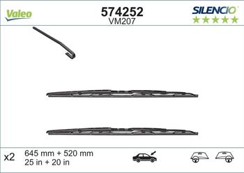 Logu slotiņas S574252 komplekts Valeo Silencio PEUGEOT 607 Sedans (02.2000 - ...) (S574252)