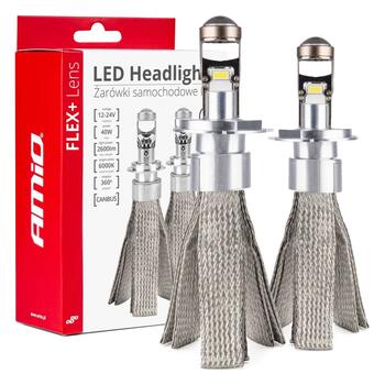 LED car bulbs FLEX+ series H4 lens 12V 24V 6000K Canbus AMIO-03658 (03658)