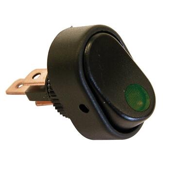 Slēdzis LED zaļš 12V 30A ø12mm, 2gb. (0810650-2gb.)