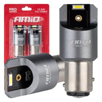LED CANBUS PRO series BAY15D P21/5W 2x1860SMD White 12/24V FULL CANBUS AMIO-03595 (03595)