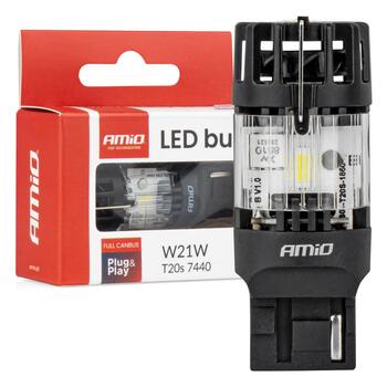 LED bulb LumiTec T20S 7440 W21W 12V FULL CANBUS biała AMIO-04686 (04686)