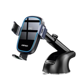 Auto telefona turētājs Suction mount Phone Holder with Wireless Charger 15W AMIO-03779 (03779)