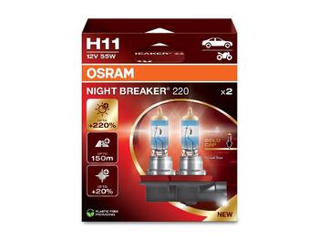 OSRAM SPULDZE H11 55W 12V NIGHT BREAKER 220 PGJ19-2 (OS-64211NB220-2HB)