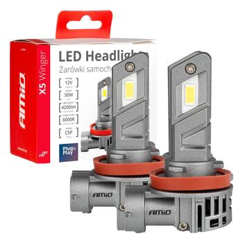 LED Headlights X5-series WINGER H8 H9 H11 6000K max 50W AMIO-03947 (03947)