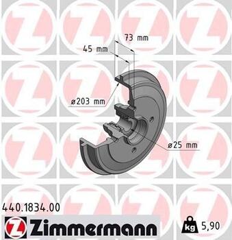 ZIMMERMANN 440.1834.00 Bremžu trumulis, CITROEN, PEUGEOT (440.1834.00)