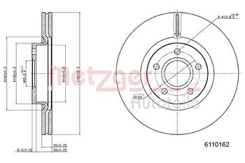METZGER 6110162 Bremžu diski, VOLVO V40, V50, C70, S30, S40, FORD TRANSIT, TOURNEO, FOCUS, C-MAX (6110162)