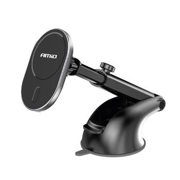 Auto telefona turētājs Suction mount Phone Holder with Wireless Charger My Mag 15W AMIO-03771 (03771)