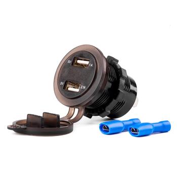 Ūdensdrošs USB lādētājs voltometer 2xUSB 12/24V MOD-06 (02856)