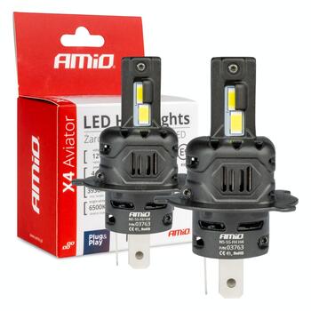 LED Headlights X4-series AVIATOR H4/H19 6500K max 44W AMIO-03763 (03763)