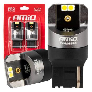 LED CANBUS PRO series 7440 W21W 4x3030 SMD White 12/24V AMIO-03589 (03589)
