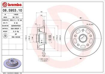 BREMBO 08.5953.10 Bremžu diski MAZDA 626 III Station wagon (GV) (08.5953.10)