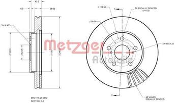 METZGER 6110623 Bremžu diski TOYOTA PREVIA / ESTIMA, CAMRY (6110623)