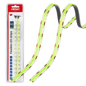 Elastīgas auto salona LED lentas zaļā krāsā 2x30cm 12V AMIO-04573 (04573)