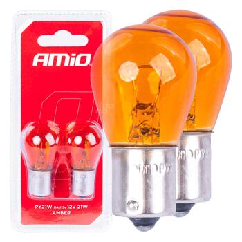 Halogen spuldze PY21W BAU15S 12V AMBER 2pcs blister (03352)